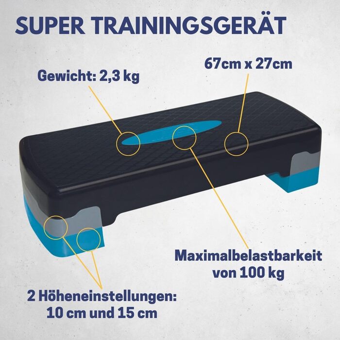 Найкращий спортивний мультифітнес степпер - 2-позиційний регульований по висоті I Max. Навантаження 100 кг I Аеробний степпер 67 x 27 см I Степпер для дому I Фітнес-обладнання для підйому по сходах