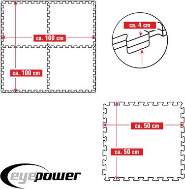 Тренувальні мати EVA 4см, 1м², 4 шт. 50x50 см, спортивні фітнес-пазл мати для залу з незначними візуальними дефектами