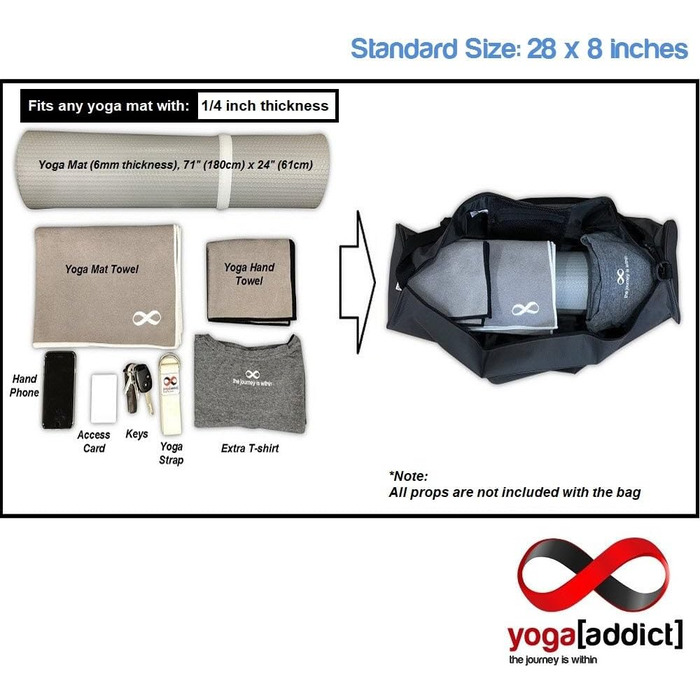 Сумка для килимка для йоги YogaAddict 'Compact з кишенею, довжина 71,1 см, підходить для більшості розмірів килимків, надзвичайно широка, легкий доступ - темно-синій