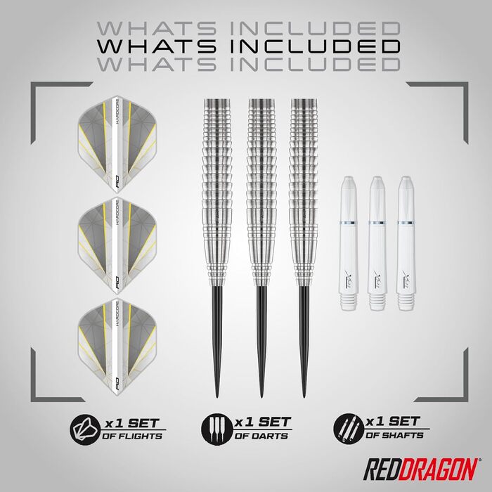 RED DRAGON Darts Seren Pure – професійні дротики з вольфраму 90%, сталевий наконечник, набір із крилами та держателями, різні стилі та ваги (21–25 г)