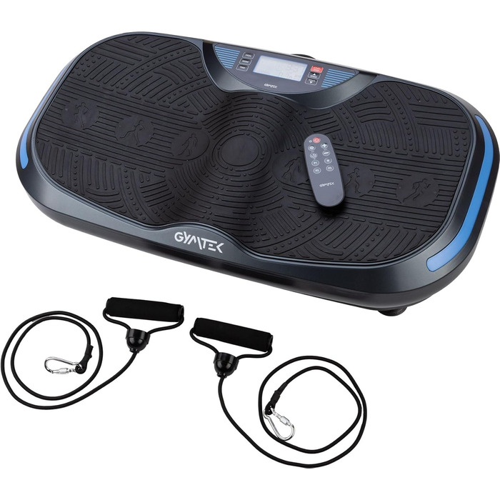 Вібраційна плита Gymtek 150кг, 2x500Вт, 12 рівнів, еспандер, Bluetooth, LCD