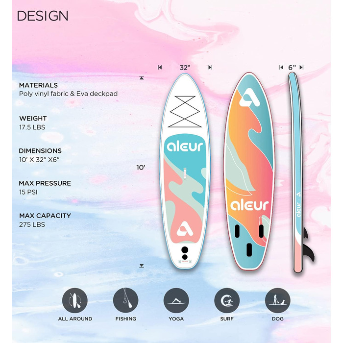 Надувна SUP-дошка Explorer 2020, комплект із рюкзаком, антиковзке покриття, весло, насос, повідок, універсальна, стильна, портативна, пастель