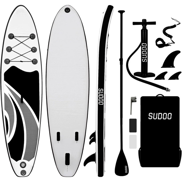 Надувна SUP-дошка SUDOO 10'/10.5'/11' x30/33'' x6'' ультралегка для дорослих і підлітків, з рюкзаком, насосом, веслом, страховкою, трійним кілем