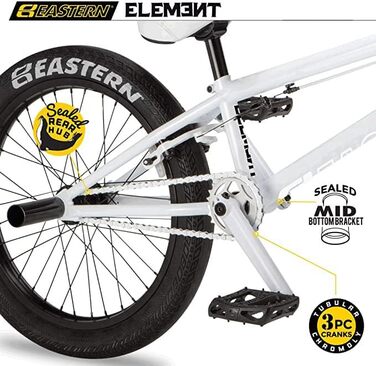 Велосипеди Eastern Bikes Element BMX Bike, 50.8 см, повна хромолієва рама та вилки Chromoly, білий