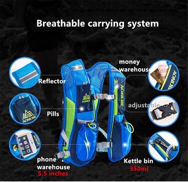 Пакет для бігу Hydration Pack (сірий), 5.5L ультралегкий