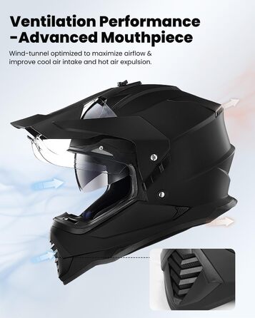 Мотошолом ILM Dual Sport Adventure з сонцезахисним козирком, сумісний з Pinlock, ECE, для мотокросу, квадроцикла, оффроуд WS902