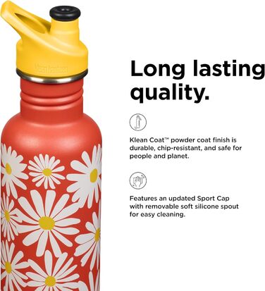 Пляшка для води Klean Kanteen Classic 800 мл, Daisy, сталева