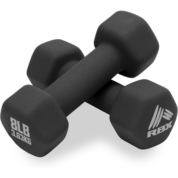 Набір гантелей RBX Weights – неопренові гантелі з нековзною ручкою, антиковзкі, для силових тренувань вдома та у спортзалі