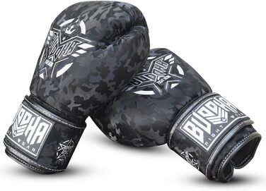Боксерські рукавички Buddha Fight Wear для Муай Тай і кікбоксингу, тайські, високоякісна екошкіра, антибактеріальна підкладка, посилені шви, різні дизайни