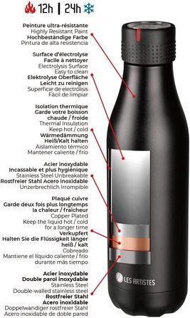 Термос Les Artistes Paris Bottle'Up 750 мл, нержавіюча сталь, дерев'яний дизайн, BPA-free, тримає тепло 12 годин, холод 24 години, багаторазовий