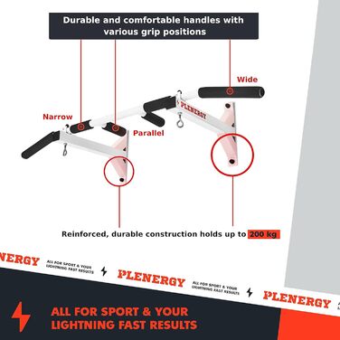 Турнік стельовий/настінний Plenergy S5, 6 ручок, монтажний матеріал"