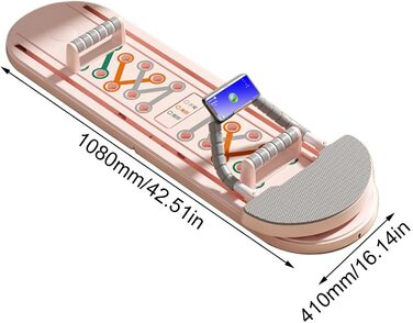 Регульована дошка для пілатесу, складаний тренажер для пілатесу, обладнання для реформатора для пілатесу, портативний тренажер 42.52 x 16.14 x 2.95 дюймів для покращення ваших основних тренувань (рожевий)