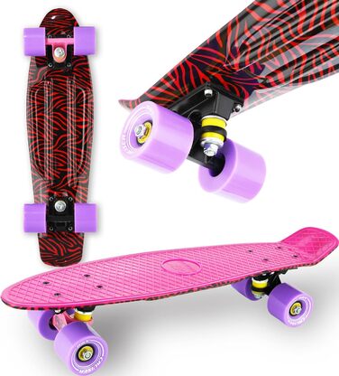 Скейтборд WeLLIFE Mini Cruiser RGX Рожевий 22 для підлітків, 78A PU, ABEC-7RS