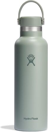 Термобутилка HYDRO FLASK Standard Mouth 621 мл із нержавіючої сталі, ізольована спортивна пляшка з герметичною кришкою Flex та ручкою, для води, підходить для посудомийної машини, Agave