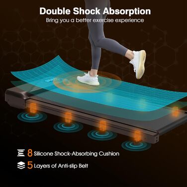 Тиха бігова доріжка Walking Pad Dripex для дому, до 120 кг, 1-6 км/год, 2.5 к.с., подвійна амортизація, компактна, коричнева