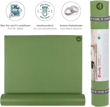 Йога-мат Bodhi Rishikesh Premium 60, антиковзкий, екологічний, для йоги та пілатесу, OEKO-TEX, вироблено в Німеччині, яблучно-зелений