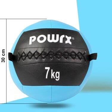 Медичний м'яч Wall-Ball 7 кг POWRX, професійний, бірюзовий