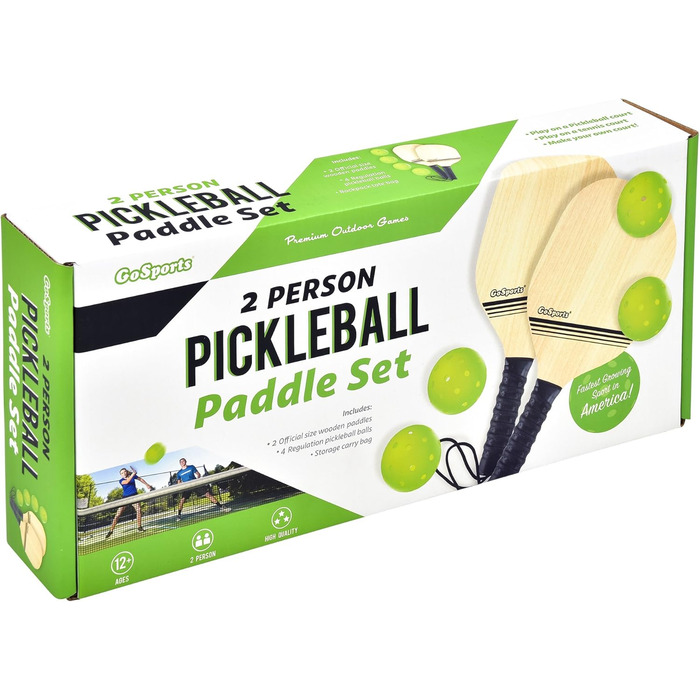 Стартовий набір GoSports Pickleball: 2 весла, 4 м'ячі, сумка-рюкзак