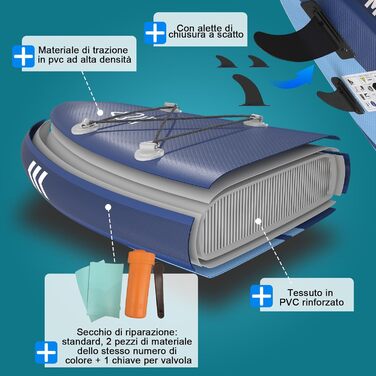 Надувна SUP-дошка 320 см 2-в-1 з каяк-сидінням, комплект аксесуарів, до 160 кг, для серфінгу, риболовлі, йоги