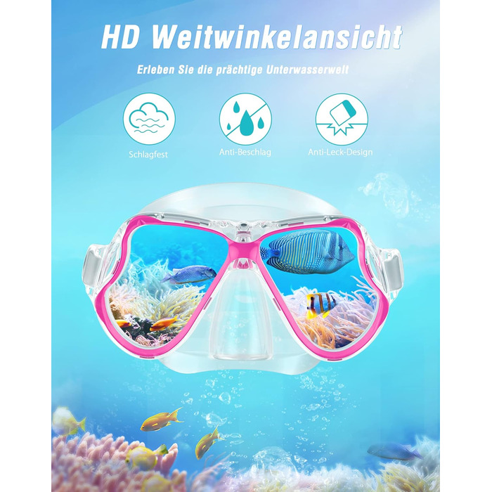 Набір сухих трубок QcoQce, маска для плавання проти запотівання та панорамна панорамна маска для дайвінгу, легке дихання та професійна маска для підводного плавання з м'яким мундштуком, набір трубок для дорослих