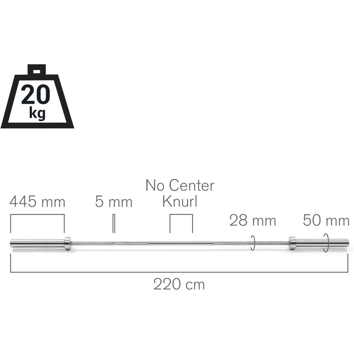 Штанга Capital Sports Olympia - 220 см, 910 кг, пауерліфтинг, срібло