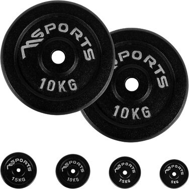 Гантелі MSPORTS Weight Plates Professional 100 чавун 5-30 кг (2 x 10 кг - чорна)