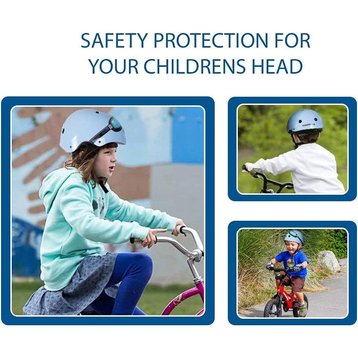 Дитячий велосипедний шолом Kiddimoto Goggle Pilot M, 53-58 см, синій, для дітей 5-12 років