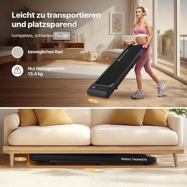 Компактна бігова доріжка Mobvoi Home Walking Pad для дому та офісу, 6 км/год, дистанційне керування, LED-дисплей, навантаження до 120 кг