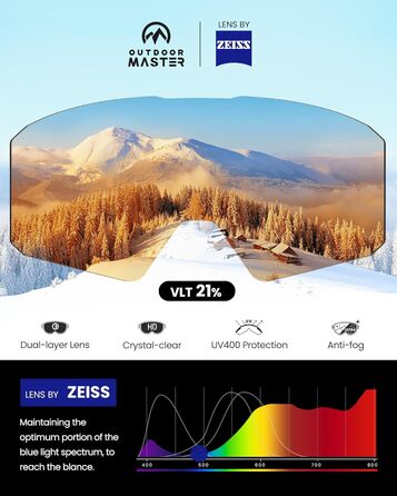 Гірськолижні окуляри OutdoorMaster Falcon Lens від ZEISS/E-QuickHue Lens, окуляри для сноуборду OTG проти запотівання, магнітна змінна лінза, снігові окуляри для чоловіків і жінок A-Hydro Pink Vlt 21 жовта лінза