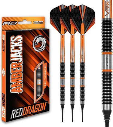 Дротики для дартсу Red Dragon Amberjack Softip 18 г – професійний набір з перами та стрижнями