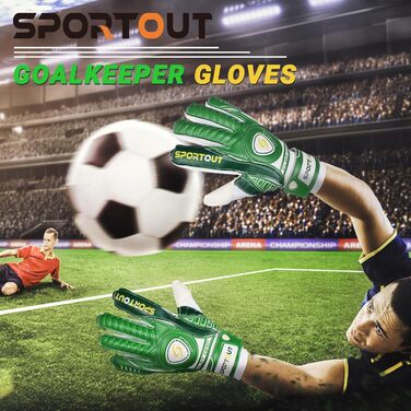 Рукавички воротаря Sportout Fingersave, латекс 4мм, зелений, розмір 10