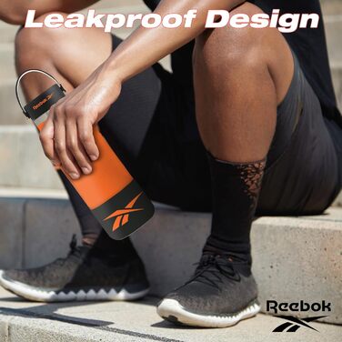 Пляшка для води Reebok 1,2 л - нержавіюча, без BPA, помаранчевий/чорний