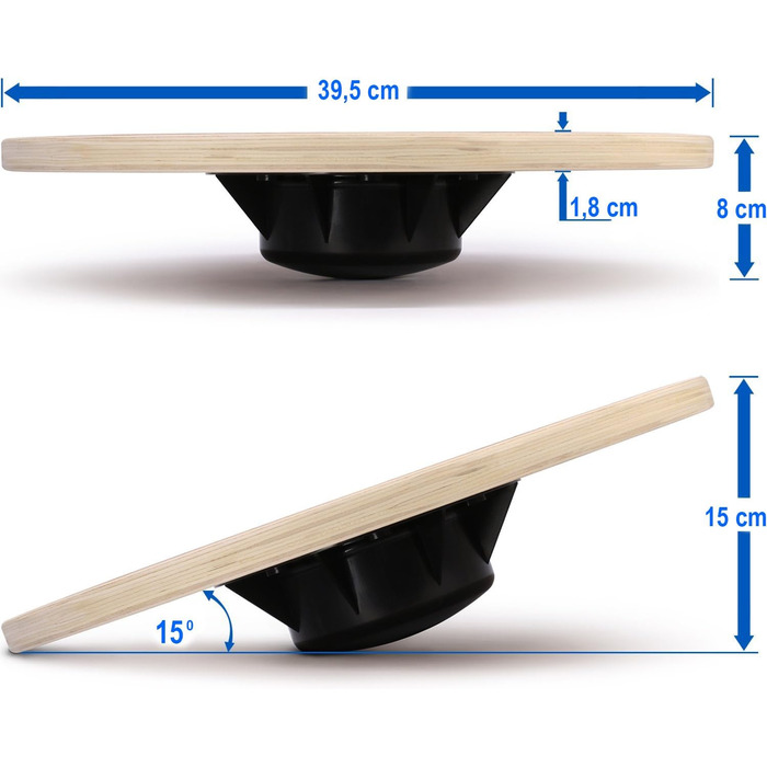 З дерева - тренажер балансу, рухова дзига для фізіотерапії в т.ч. терапевтична дзига, дошка для воббл 39,5 см