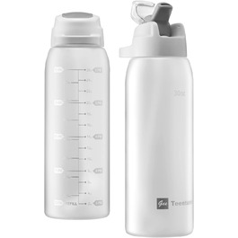 Пляшка для води з трубочкою, 850 мл, Tritan, BPA-free, з таймерами, велика спортивна пляшка для фітнесу та активного відпочинку, герметична