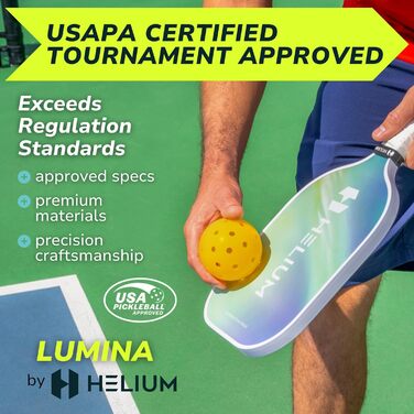 Набір ракеток для піклболу Helium Pro з вуглецевого волокна, 4 шт. – сертифіковані USAPA, легка стільникова основа, підвищене обертання, 6 м'ячів, сумка