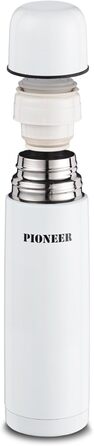 Термос-бутилка Pioneer 0,5 л з нержавіючої сталі, подвійні стінки, зберігає тепло 8 годин та холод 24 години, герметична, BPA Free, біла