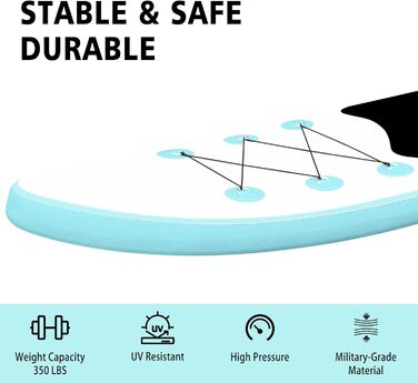 Надувна SUP-дошка SUDOO 10'/10.5'/11' x30/33'' x6'' ультралегка для дорослих і підлітків з рюкзаком, насосом, веслом, страховкою та трьома плавниками