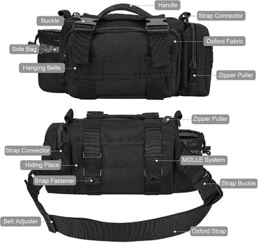 Велосипедна сумка BraveHawk OUTDOORS на кермо, тактична поясна сумка з водостійкого нейлону 900D, багатофункціональна, міцна, MOLLE, для велосипеда та туризму, велика