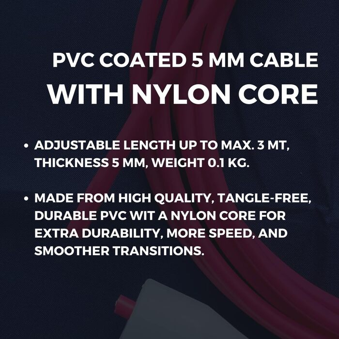 Скакалка Elevate Speed Rope MAX, професійна, 5 мм, міцний ПВХ з нейлоновим осердям, довжина до 3 м, посилені ручки