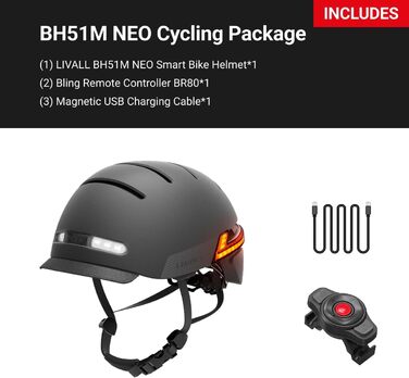 Розумний велосипедний шолом LIVALL BH51M Neo з Bluetooth, динаміками, мікрофоном, смарт-індикаторами, візором та датчиком падіння