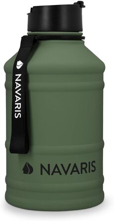 Пляшка для фітнесу Navaris 2.2 літра - Пляшка XXL Пляшка для тренажерного залу - Спортивна пляшка для води Глечик для води - Міцна спортивна пляшка з нержавіючої сталі - без BPA (темно-зелений)