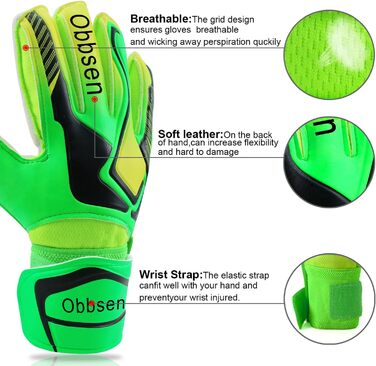 Рукавички воротарські Junior Unisex Super-Grip Fingersave зелені (р. 6)