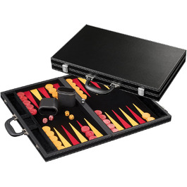 Backgammon Philos Donousa великий, штучна шкіра, чорний/червоний/жовтий