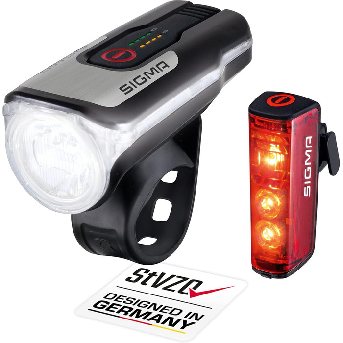 Світлодіодний набір для велосипеда SIGMA Aura 80 та BLAZE: переднє і заднє світло з акумулятором, гальмівною функцією, захистом від вологи, StVZO, USB-зарядка
