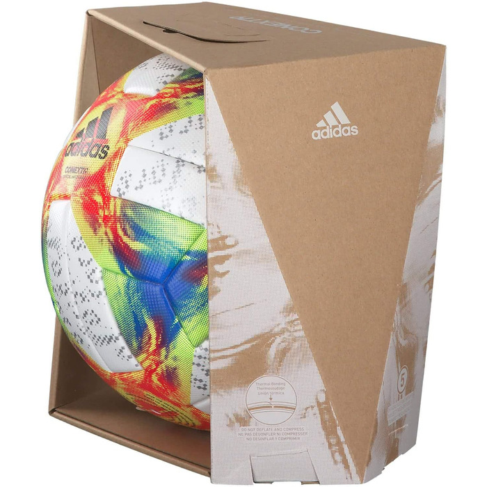 Футбольний м’яч adidas Conext 19 Omb, розмір 5, біло-жовтий/червоний/синій, офіційний матчевий