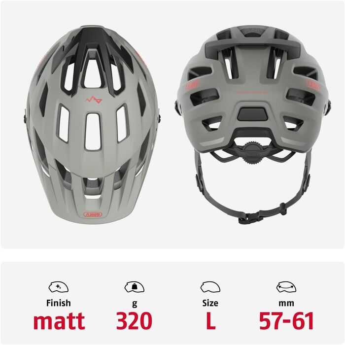 Велошолом ABUS Moventor 2.0 для MTB, All-Mountain, сіро-крейдяний, розмір L (57-61 см), для чоловіків і жінок, комфортний