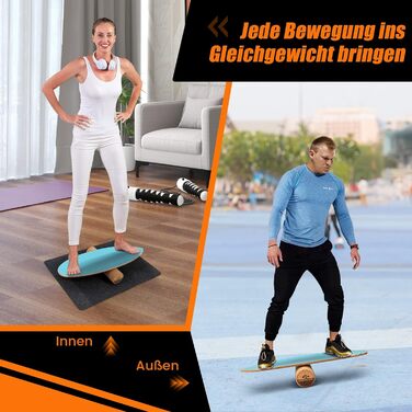 З дерева, Balance Board, Balance Trainer Trickboard для дому, в т.ч. корковий рулон, Балансборд з 8 якісних шарів деревини пресованого Blue