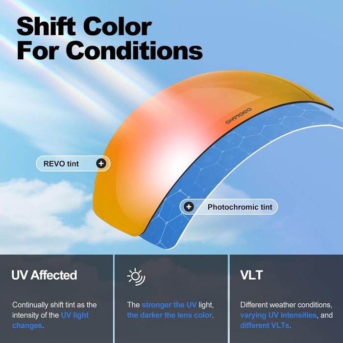 Окуляри гірськолижні Odoland, фотохромні, проти запотівання, помаранчеві