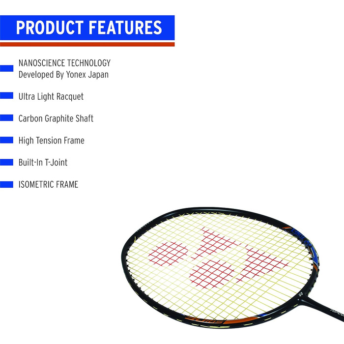 Ракетка для бадмінтону YONEX Nanoray 10F Hi-Flex чорна, нанизана