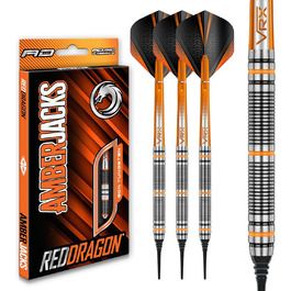 Дротики для дартсу Red Dragon Amberjack 2, 18 г, Softip, набір з оперенням та стрижнями, професійні